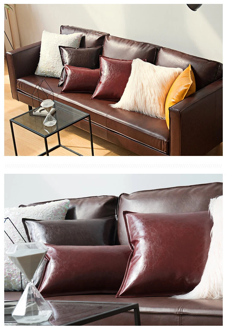 Faux Leather Throw Pillow Case Square Luxury Cushion Covers Bar Sofa Home Decor