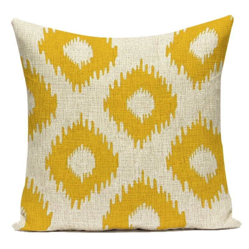 Geometry Cushion Cover Yellow Black Letter Modern Simple Pillowcase for Sofa Bed