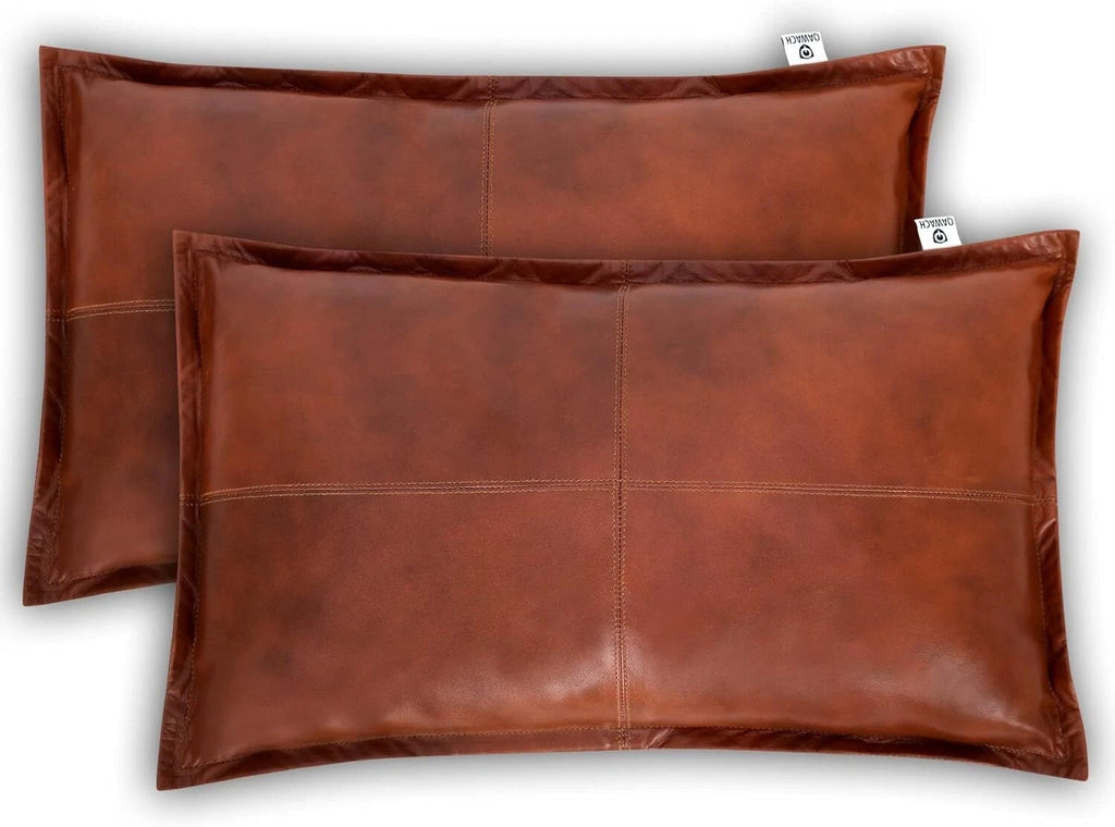 High-quality lambskin rectangular Tan Antique Box Pillow Cover For Sofa Cushion