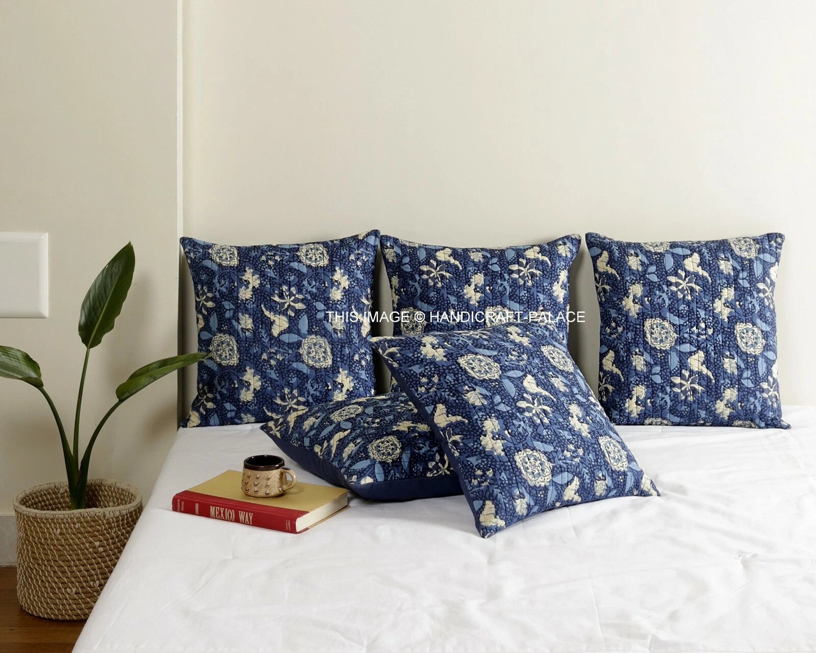 Indian Handmade Kantha Cotton Cushion Cover Bed Pillow Cases Sofa Throw-16"