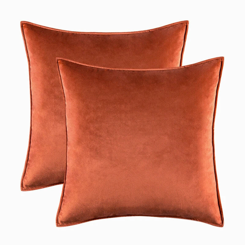 New 18" 20" 24" Velvet Piped Solid Cushion Cover Pillow Case Home Sofa Bed Decor