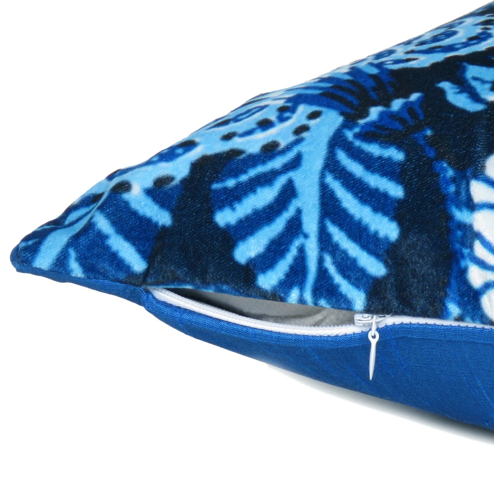 Velvet Cushion Cover Throw Pillowcase Home Sofa Decorative Zipper Blue Flower