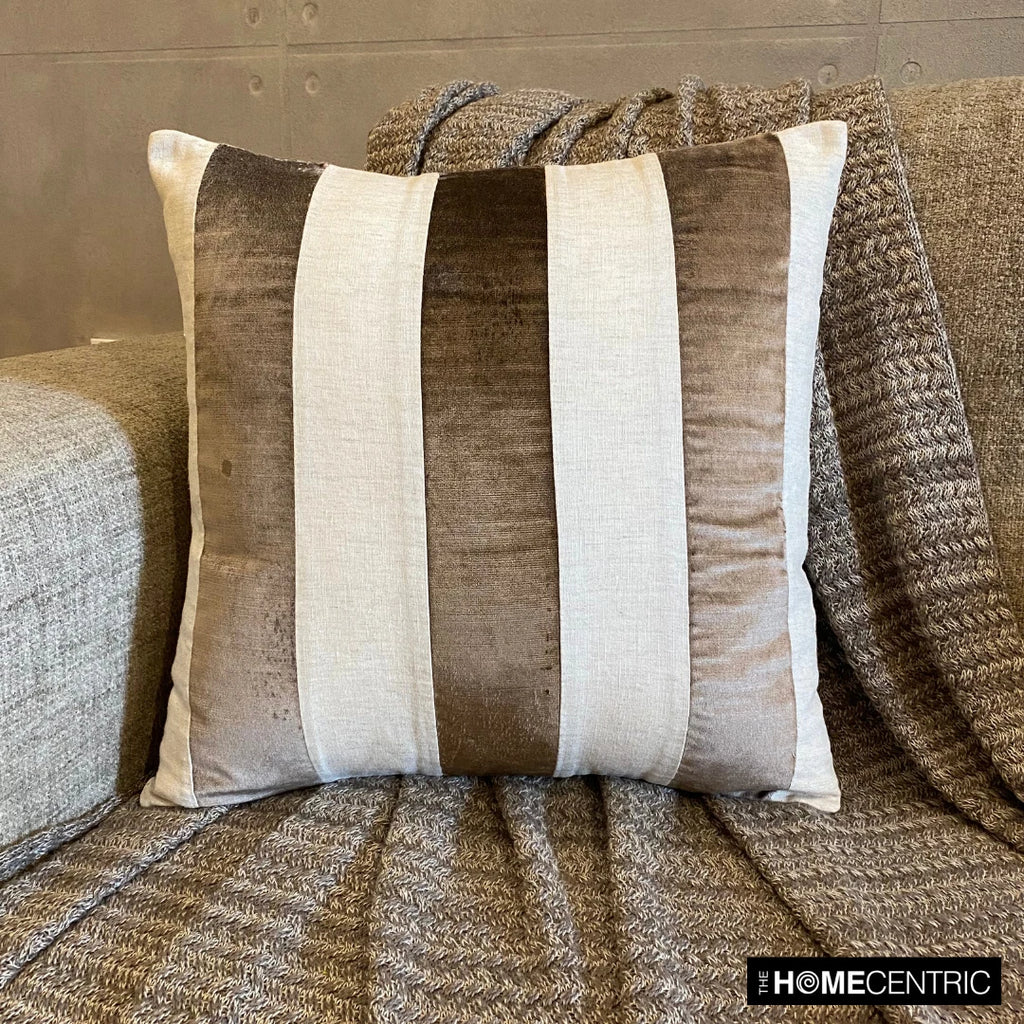 Square Couch Pillow Cover Brown 16"x16", Bed Decor velvet - Velvet Band Choco