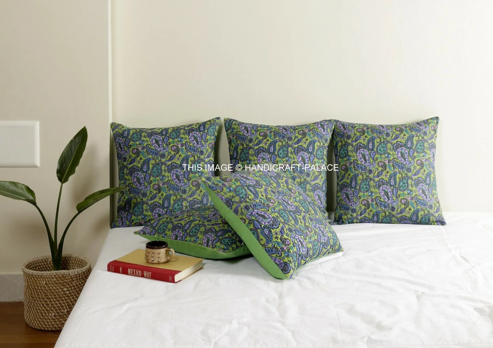 Indian Handmade Kantha Cotton Cushion Cover Bed Pillow Cases Sofa Throw-16"