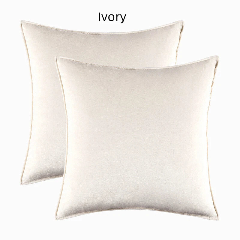 New 18" 20" 24" Velvet Piped Solid Cushion Cover Pillow Case Home Sofa Bed Decor