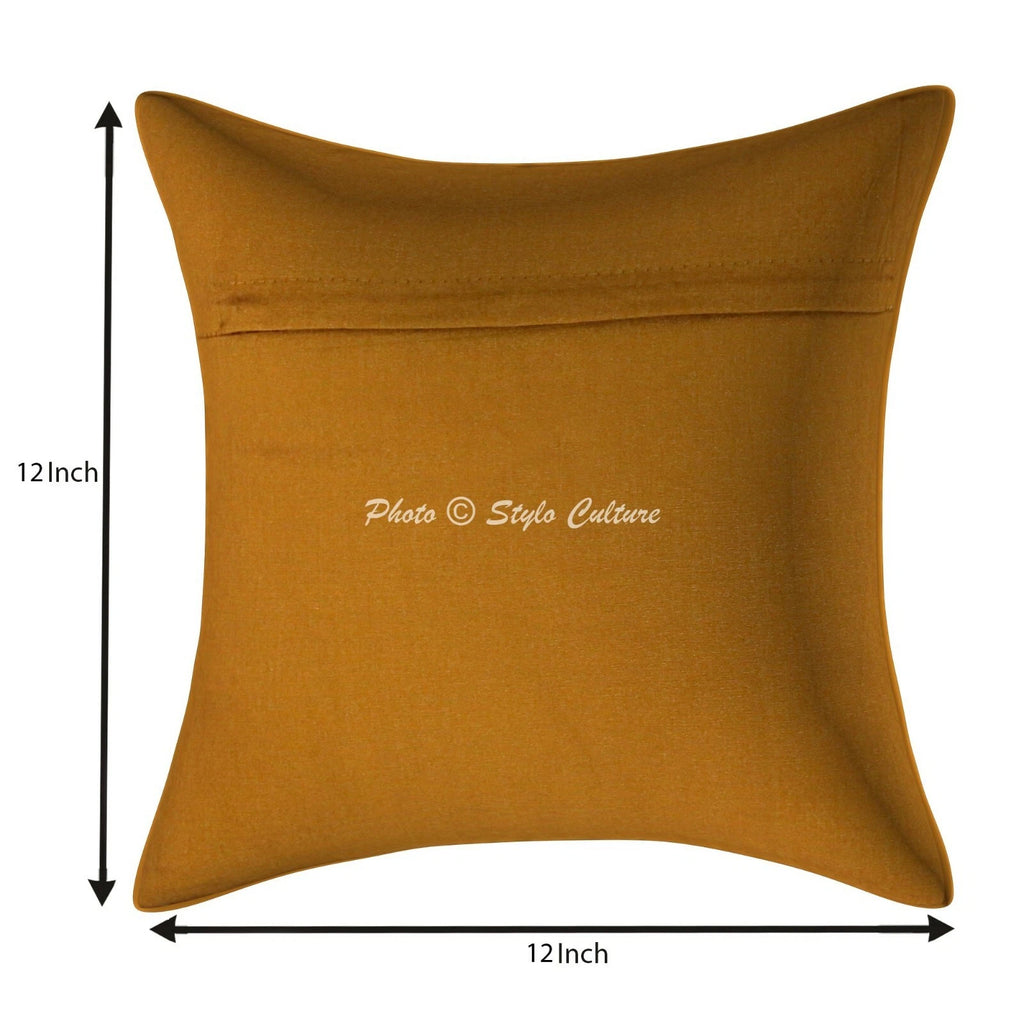 Indian Sofa Cushion Cover Handmade Brocade Silk Pillow Case Cover Throw 12 X 12"