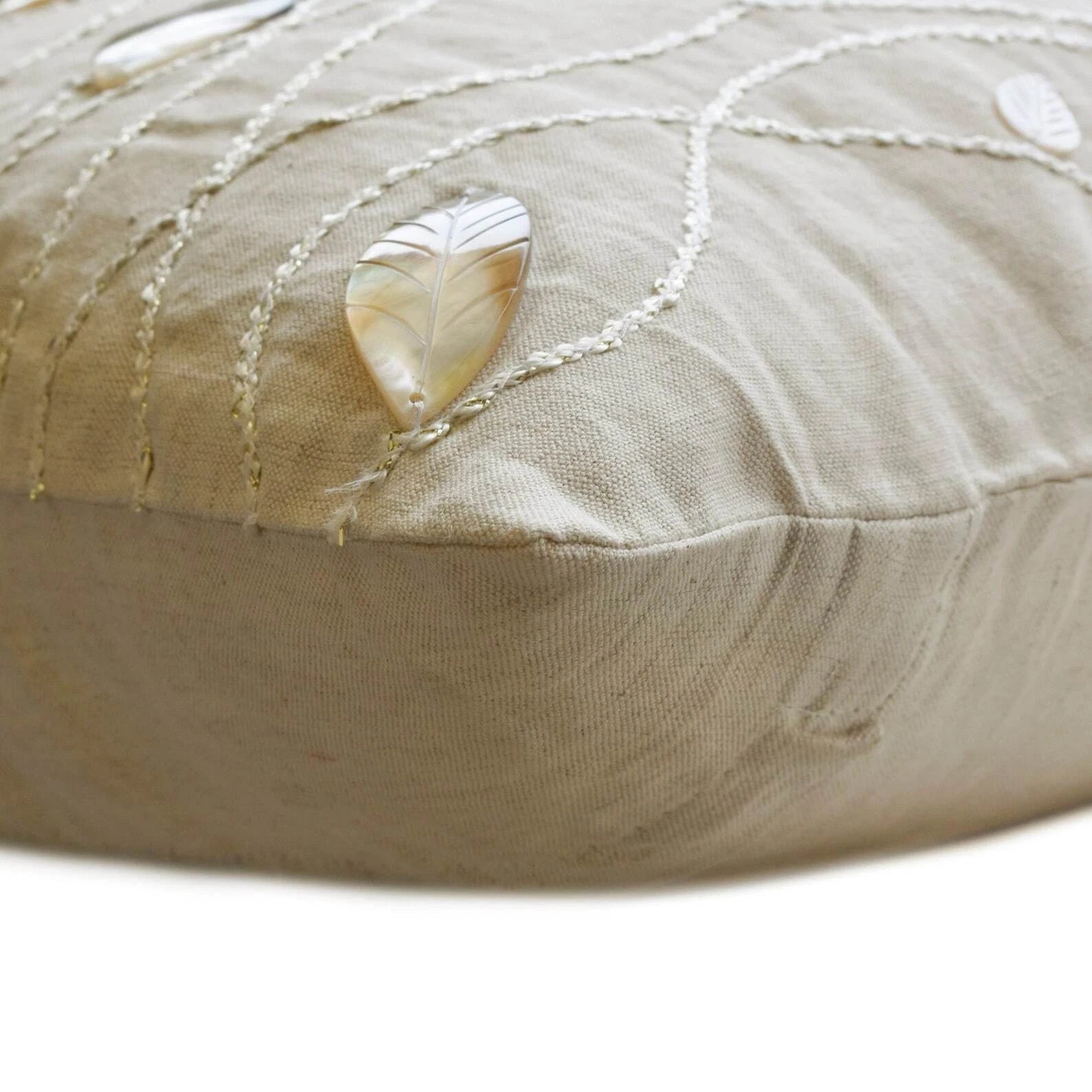 Sofa Pillow Case Beige 16"x16", Bed Decor Cotton Fabric - Vintage Season