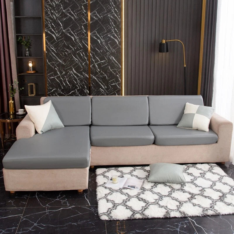 PU Leather Sofa Seat Cushion Covers Waterproof 1/2/3/4 Seater Stretch Slipcover