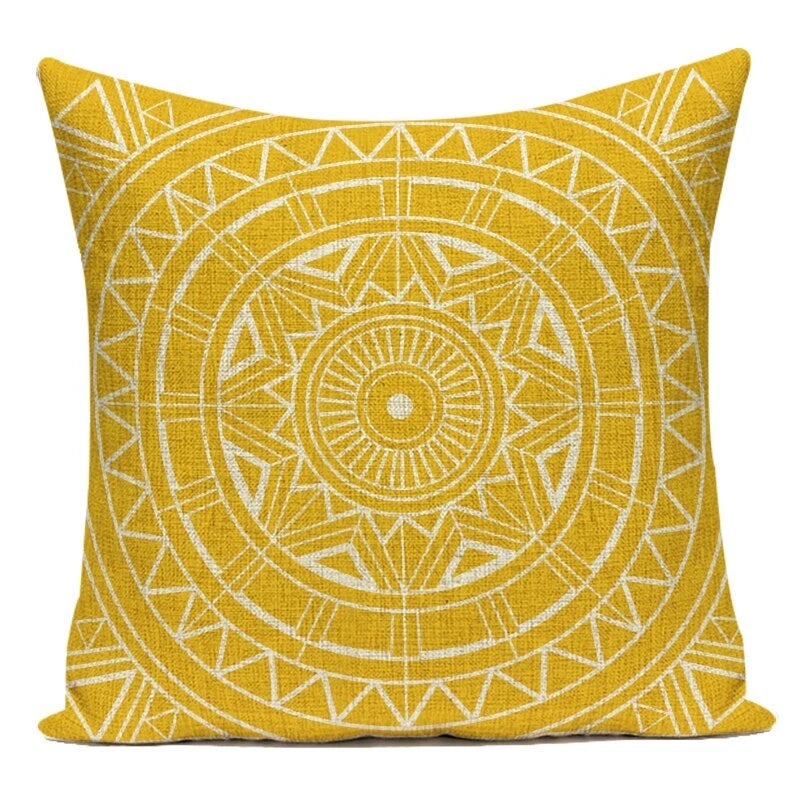 Geometry Cushion Cover Yellow Black Letter Modern Simple Pillowcase for Sofa Bed