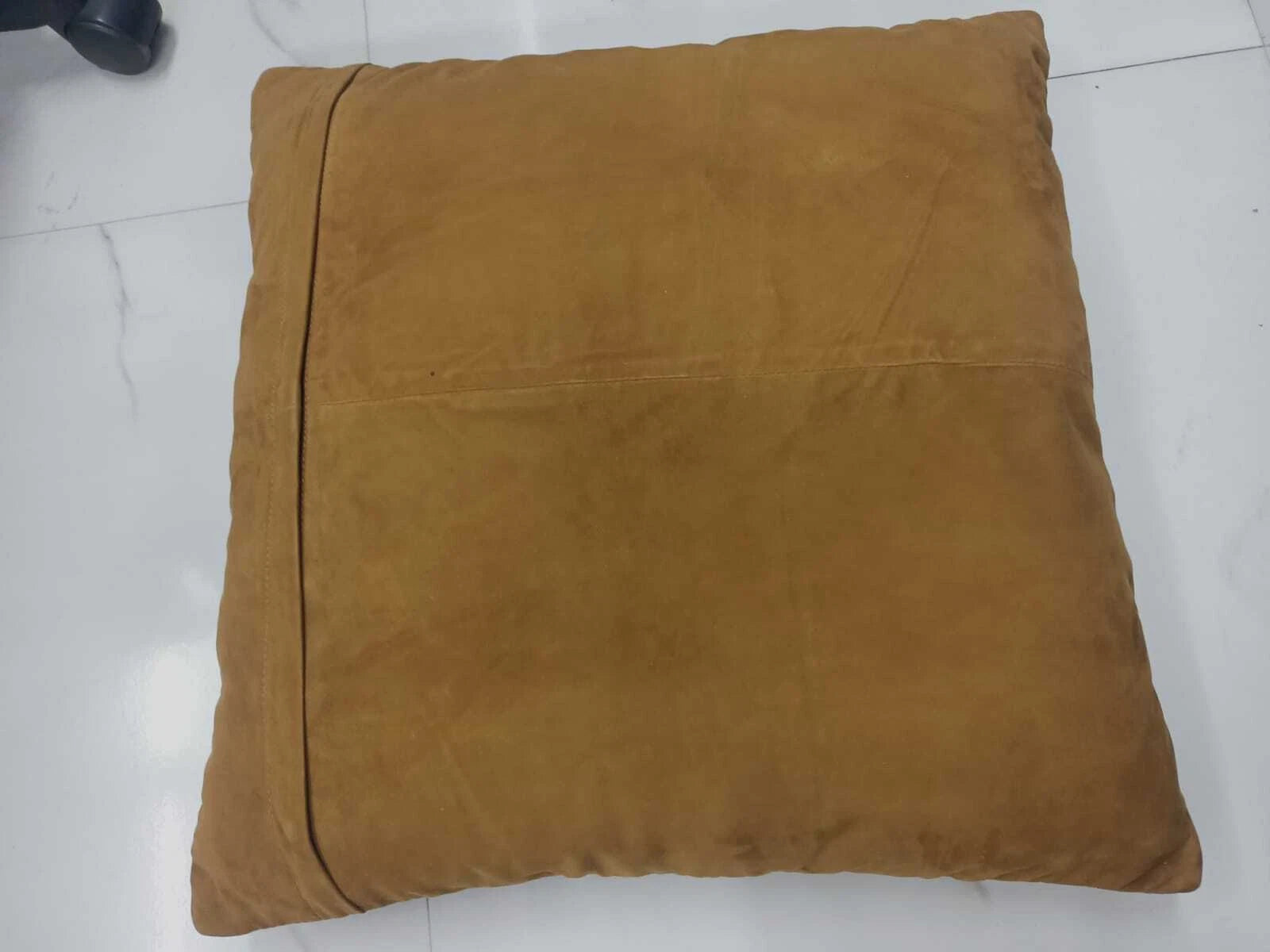 Tan Brown Woven Lamb Suede Leather Cushion Cover, Sofa & Bed Throw Pillow Cover
