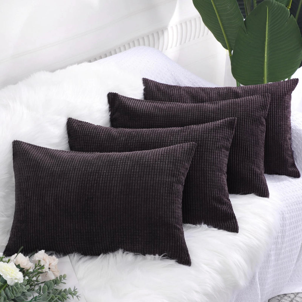 Set of 4 Corduroy Waist Throw Pillow Case Cushion Covers Home Sofa Bed