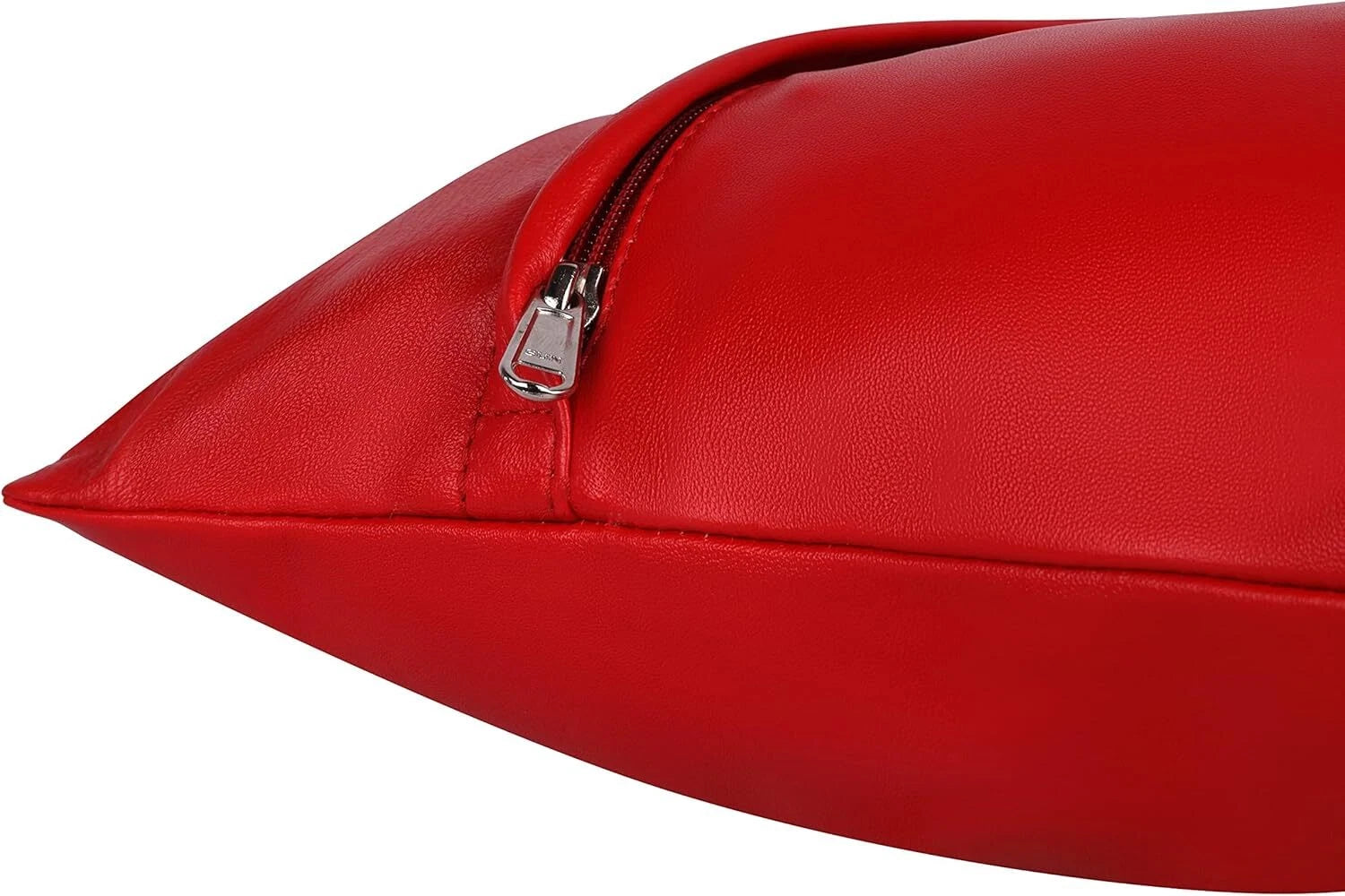 Luxury rectangular Leather Red Plain Pillow Cover For Sofa Cushion Case & Home