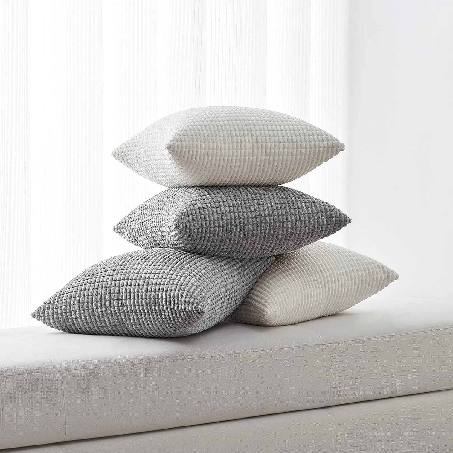Throw Pillows Covers for Couch, Decorative Fluffy Corduroy Cushion Cover 4 PCS