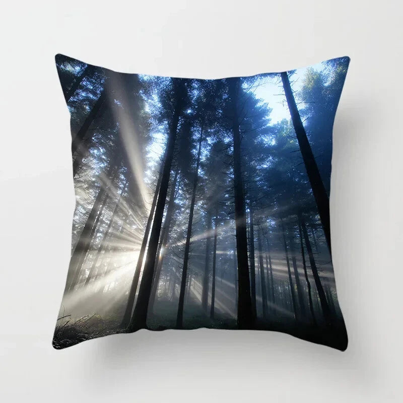 Forest Sunshine Scenery Printed Pillowcase Living Room Sofa Bed Home Decoration