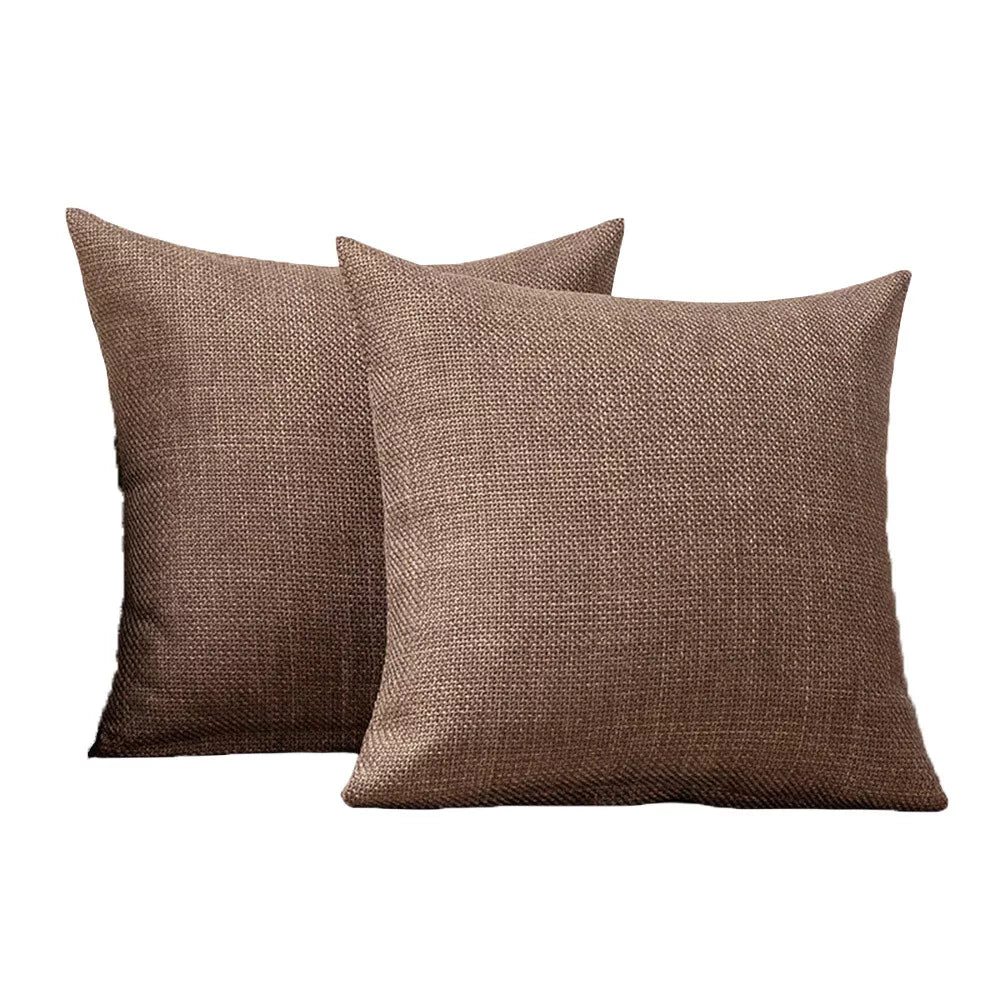 2 Packs Linen Cotton Cushion Cover Home Sofa Car Bed Office Throw Pillowcase
