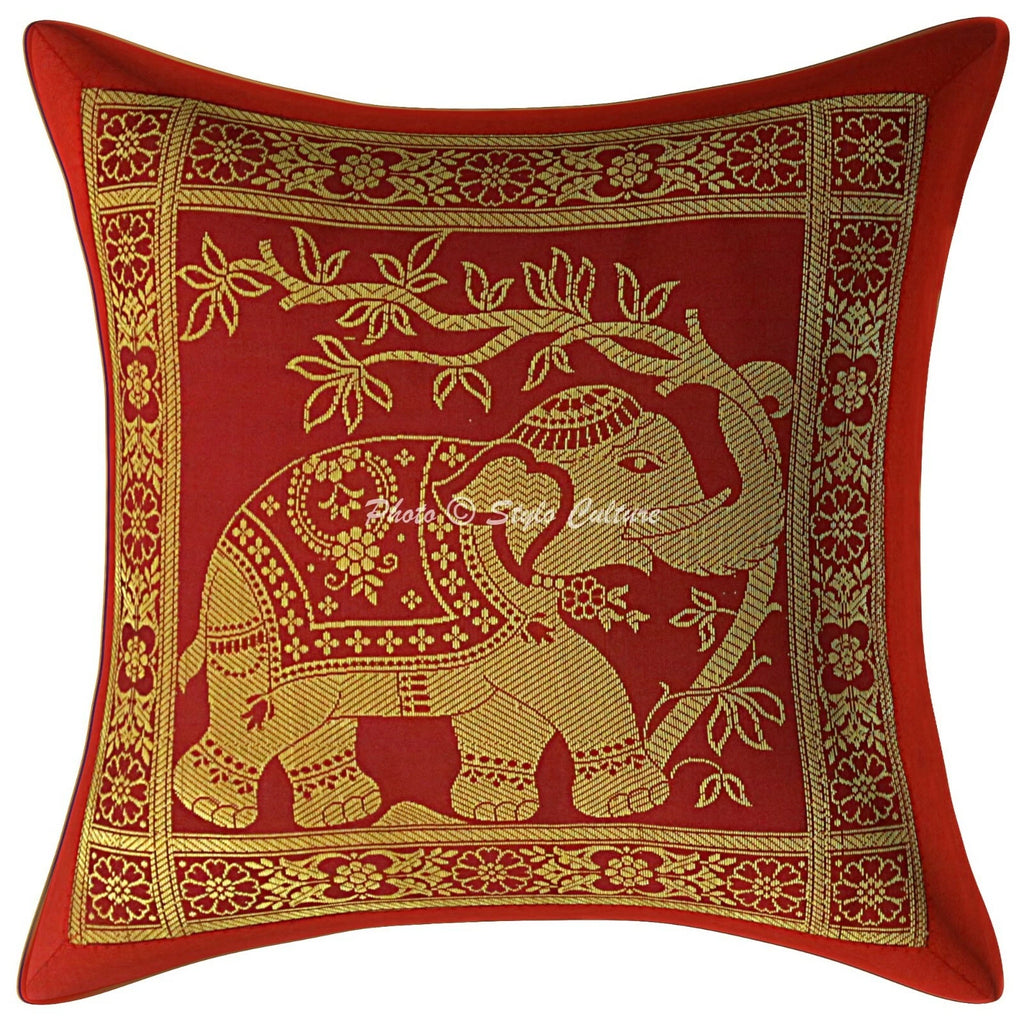 Indian Sofa Cushion Cover Handmade Brocade Silk Pillow Case Cover Throw 12 X 12"