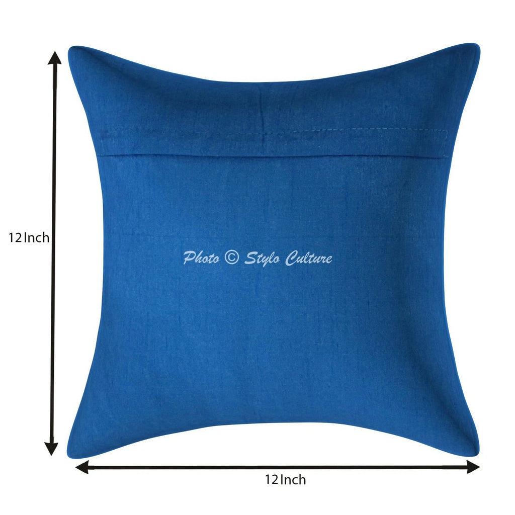 Indian Peacock Brocade Cushion Cover Handmade Sofa Pillow Case Cover Throw 12"