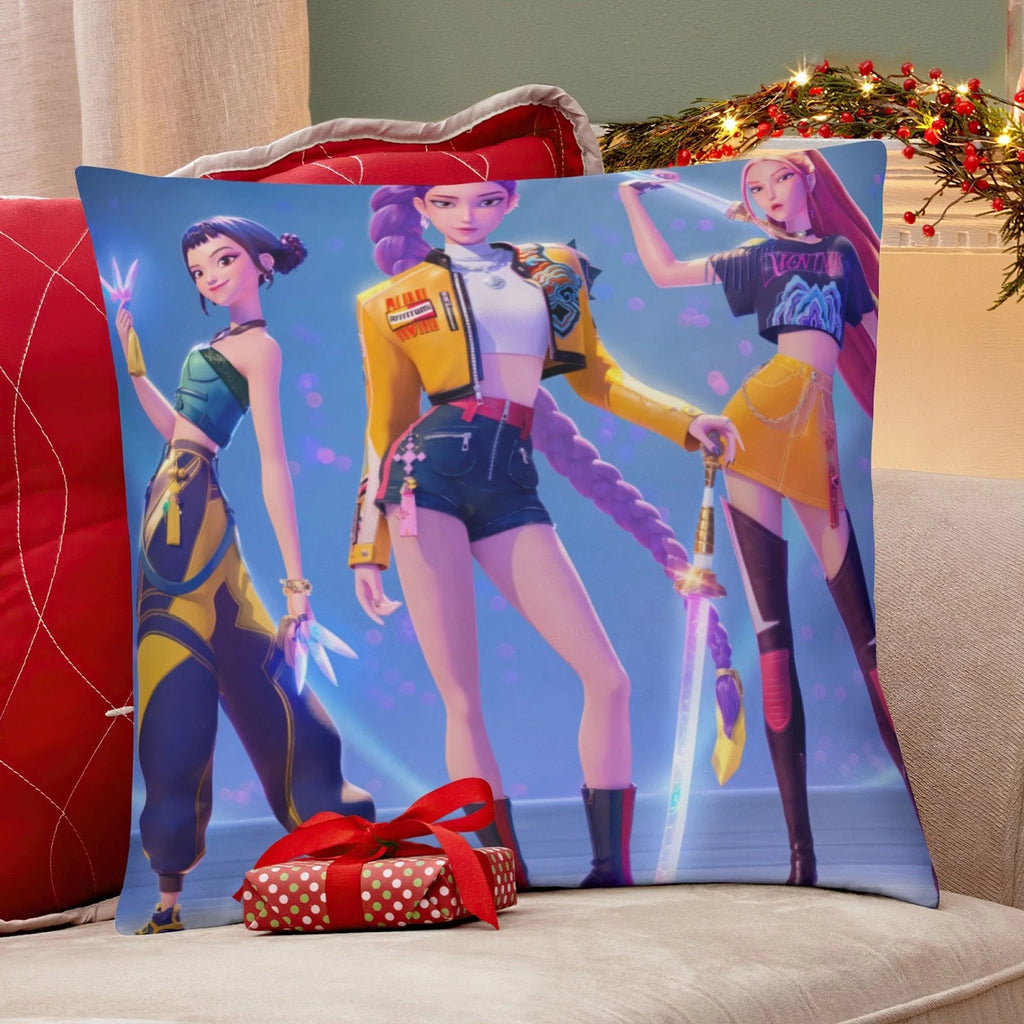 KPOP Hunters Throw Pillowcases Square Cushion Covers Cotton Linen for Sofa