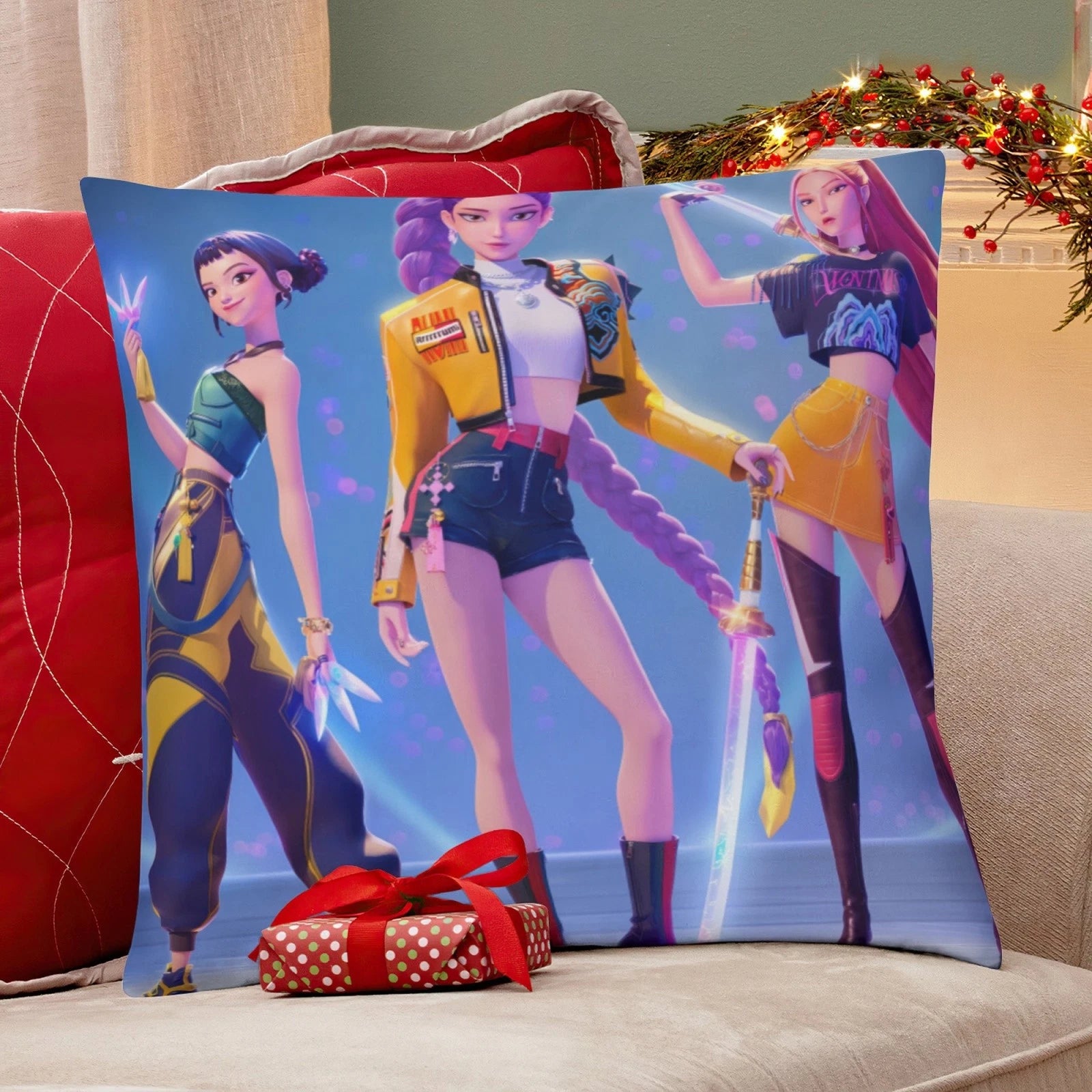 KPOP Hunters Throw Pillowcases Square Cushion Covers Cotton Linen for Sofa