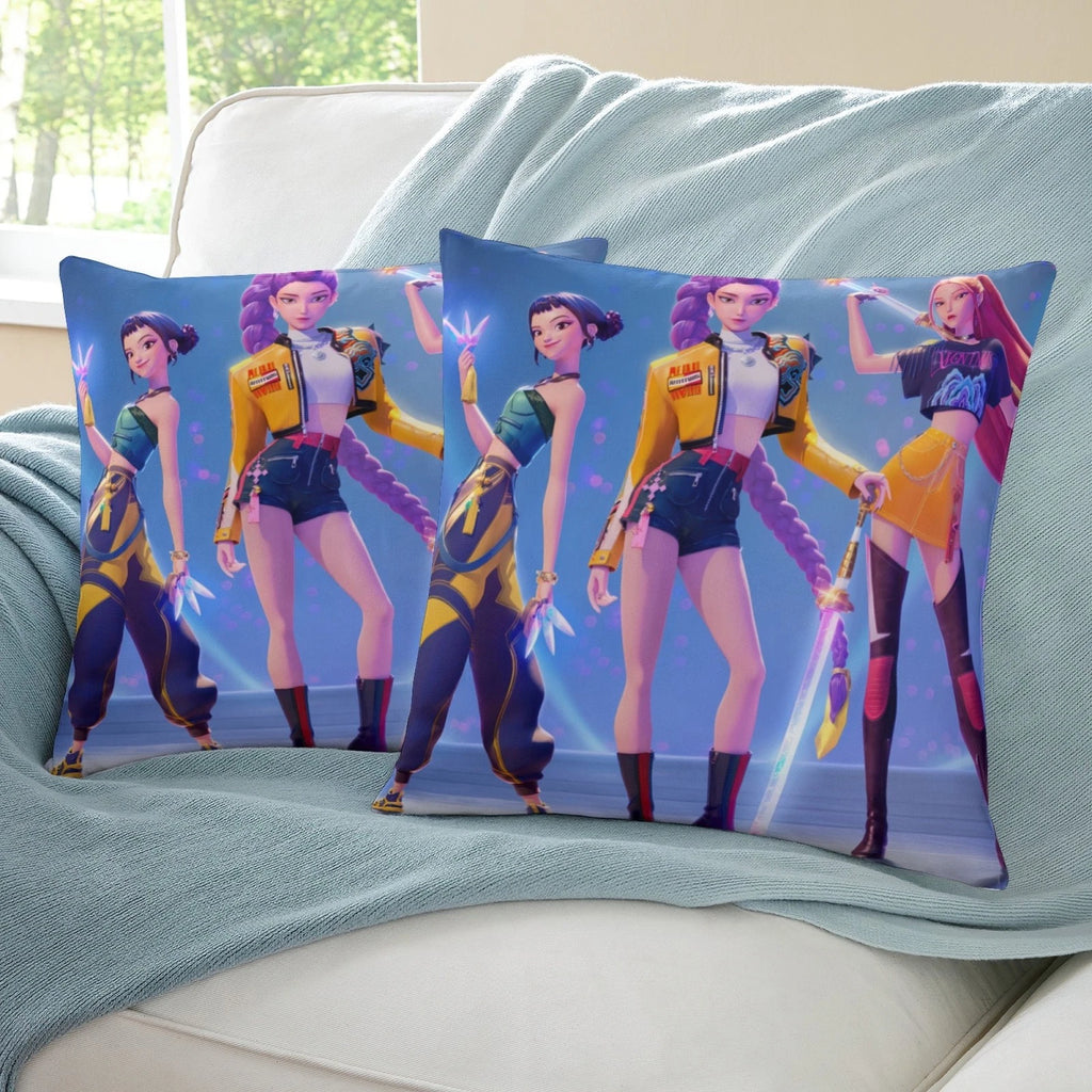 KPOP Hunters Throw Pillowcases Square Cushion Covers Cotton Linen for Sofa