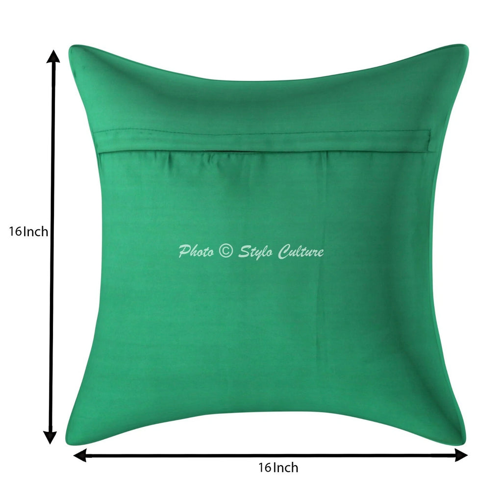 Peacock Brocade Cushion Cover Indian Handmade Throw Sofa Pillow Case Cover 12"
