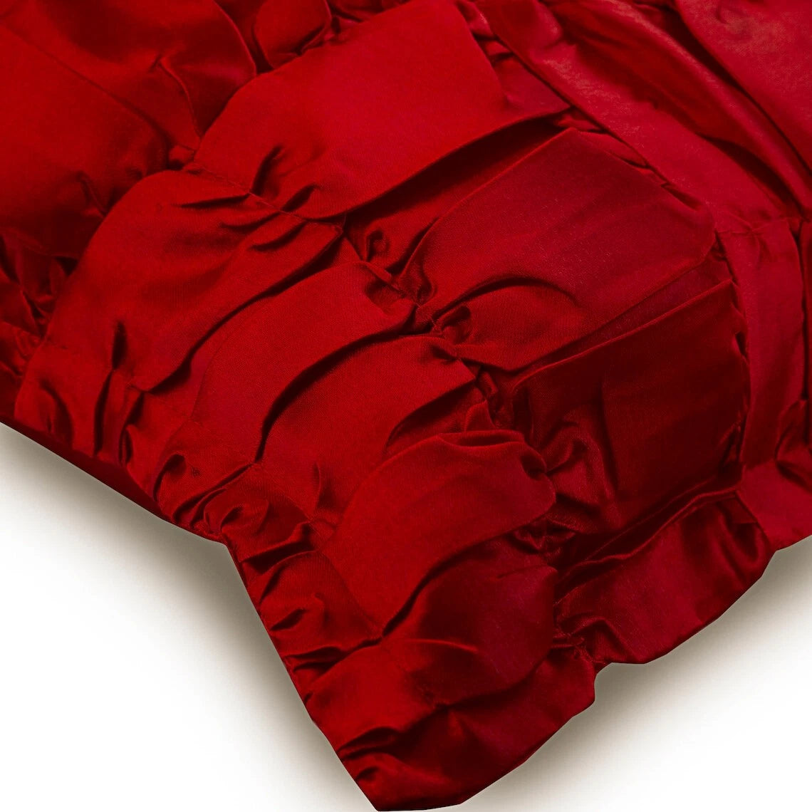 Couch Pillow Cover Red 16"x16", Bed Decor Satin Solid Color - Dreamy Ruby Red