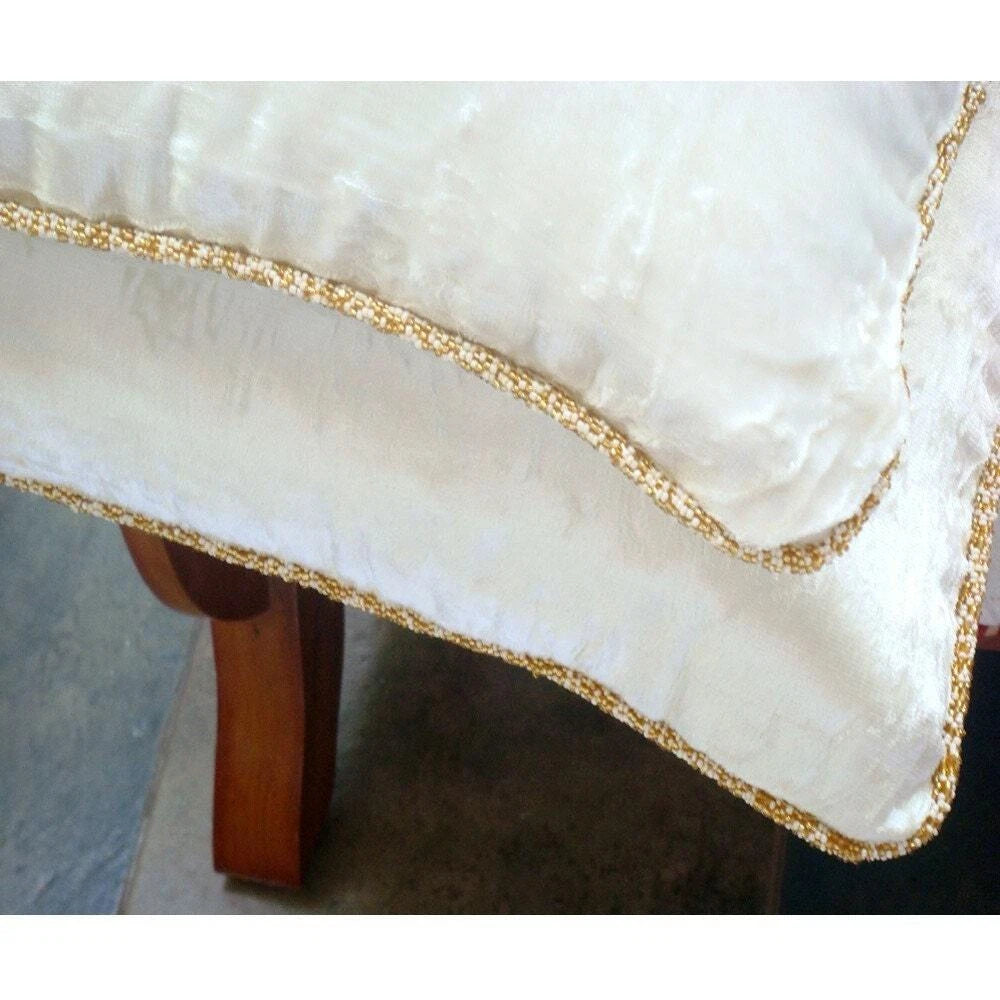 Sofa Pillow Case White 16"x16", Bed Decor Velvet Fabric - White Shimmer