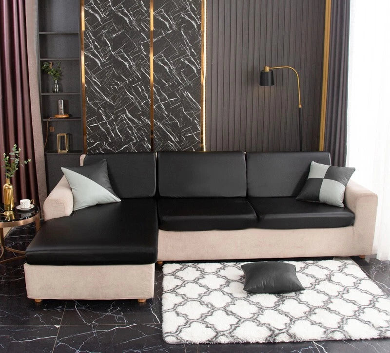 PU Leather Sofa Seat Cushion Covers Waterproof 1/2/3/4 Seater Stretch Slipcover