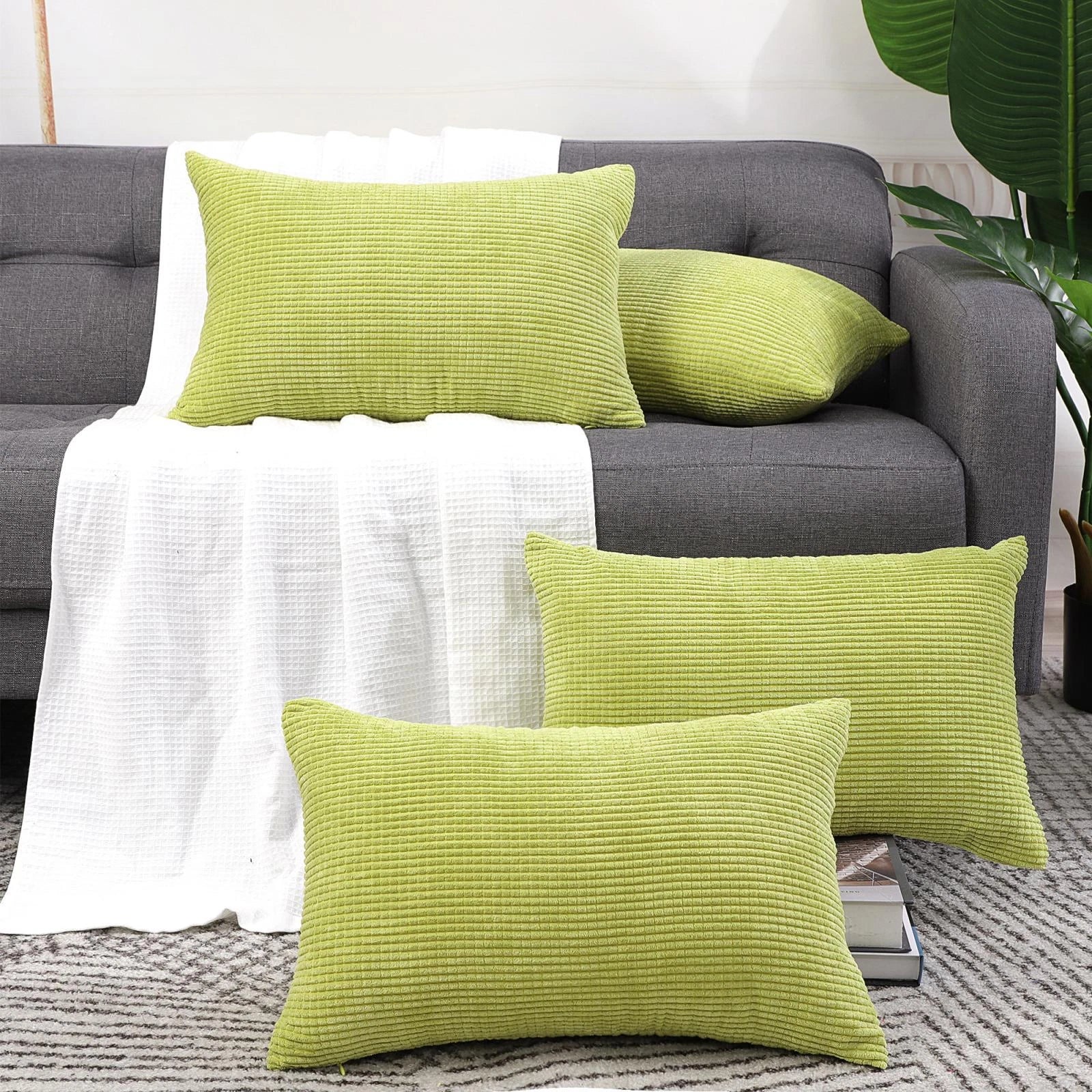Set of 4 Corduroy Waist Throw Pillow Case Cushion Covers Home Sofa Bed
