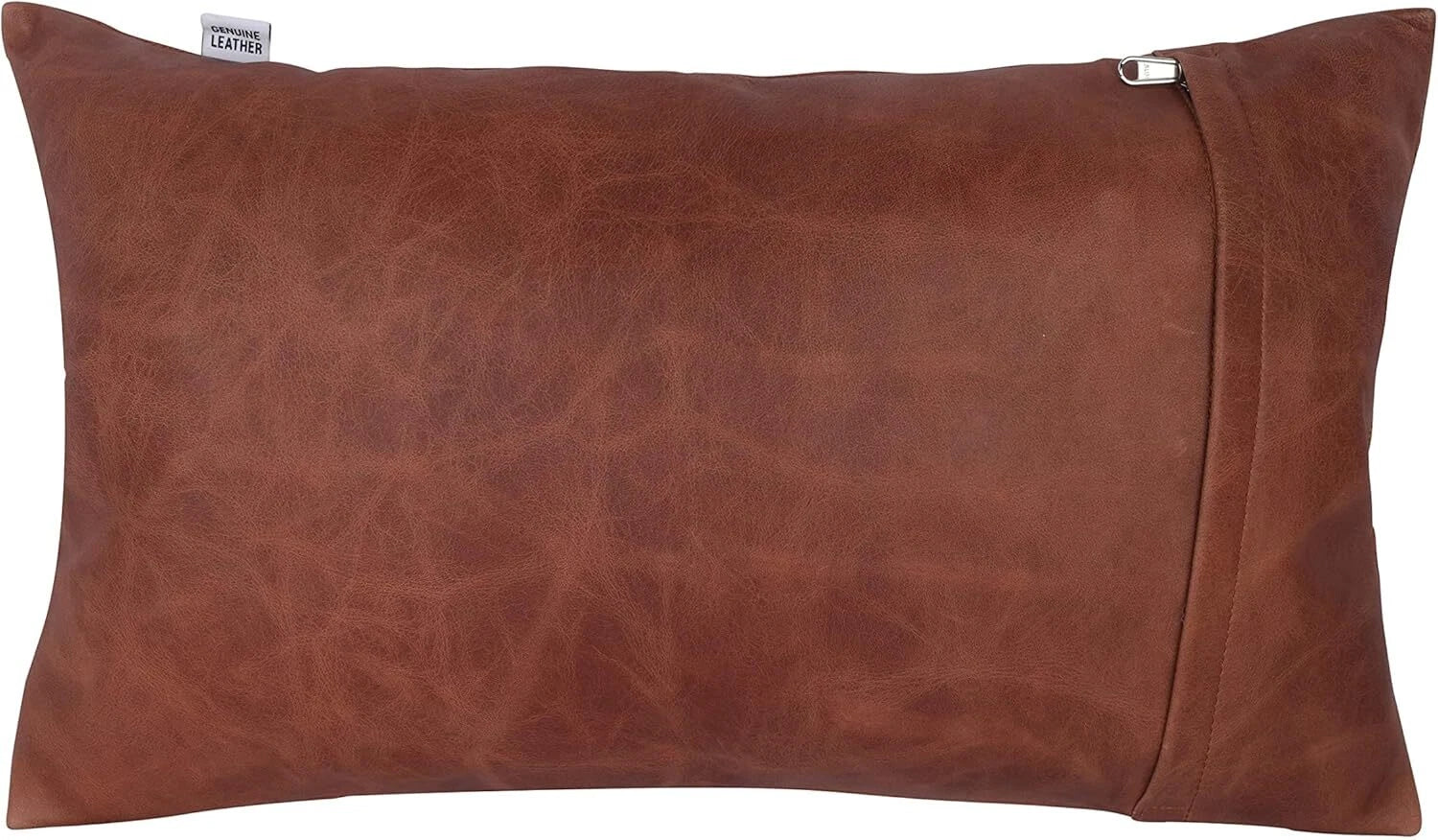 Natural lambskin leather Tan Antique Pln Pillow Cover For Sofa Cushion & Bedroom
