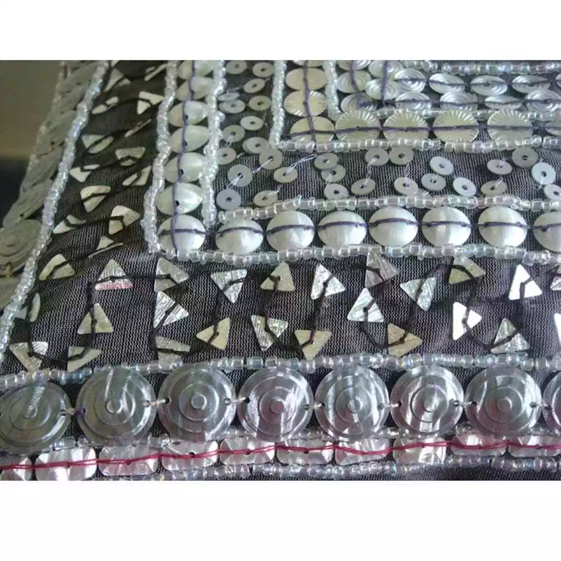 Couch Pillow Cover Grey 16"x16", Bed Decor Silk Metal Sequins - Treasure Trove