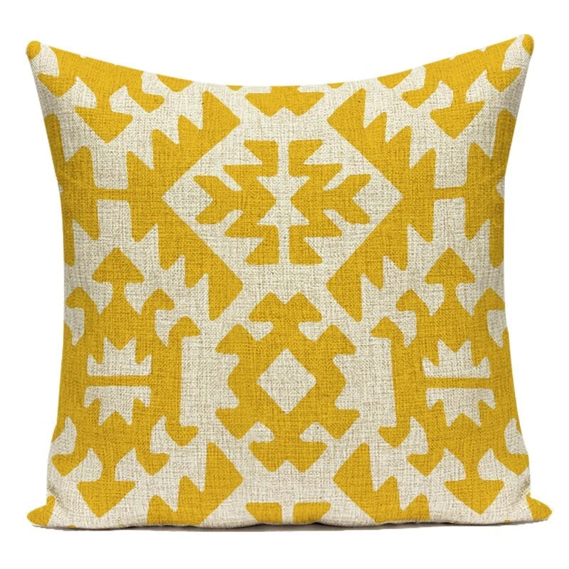 Geometry Cushion Cover Yellow Black Letter Modern Simple Pillowcase for Sofa Bed