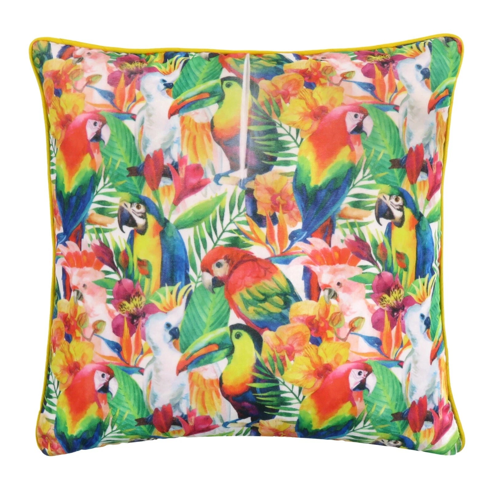 Multi Parrot Print Soft Velvet Cushion Cover Sofa Pillowcase with Zipper Closure