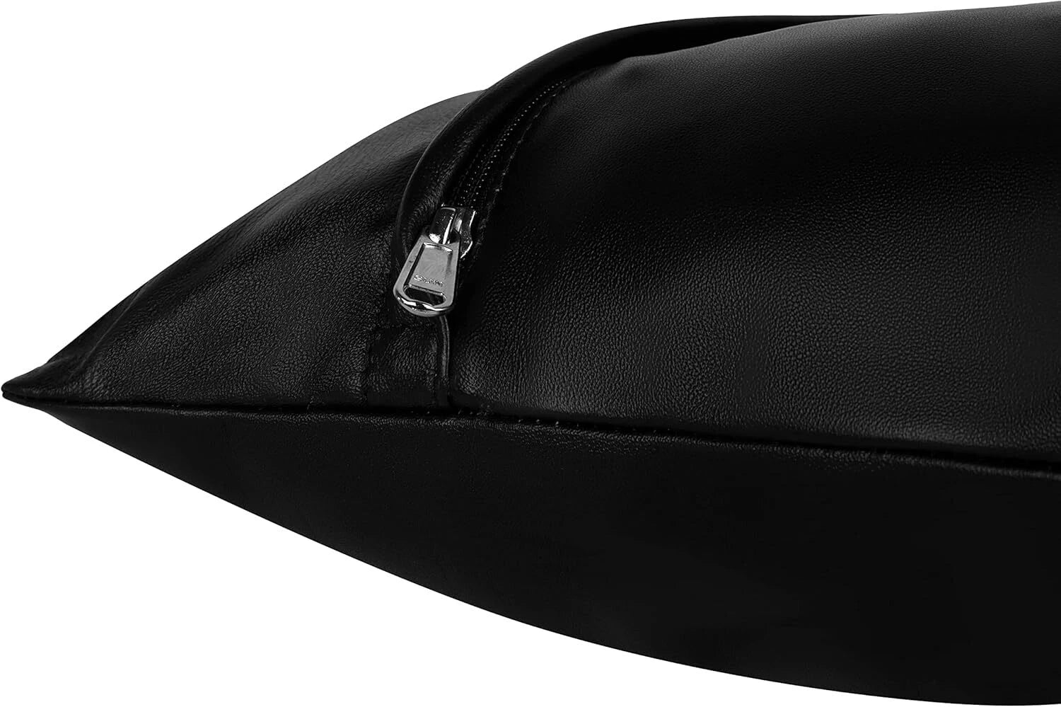 Elegant Lambskin Leather Black Plain Rectangular Pillow Cover Sofa Cushion Case