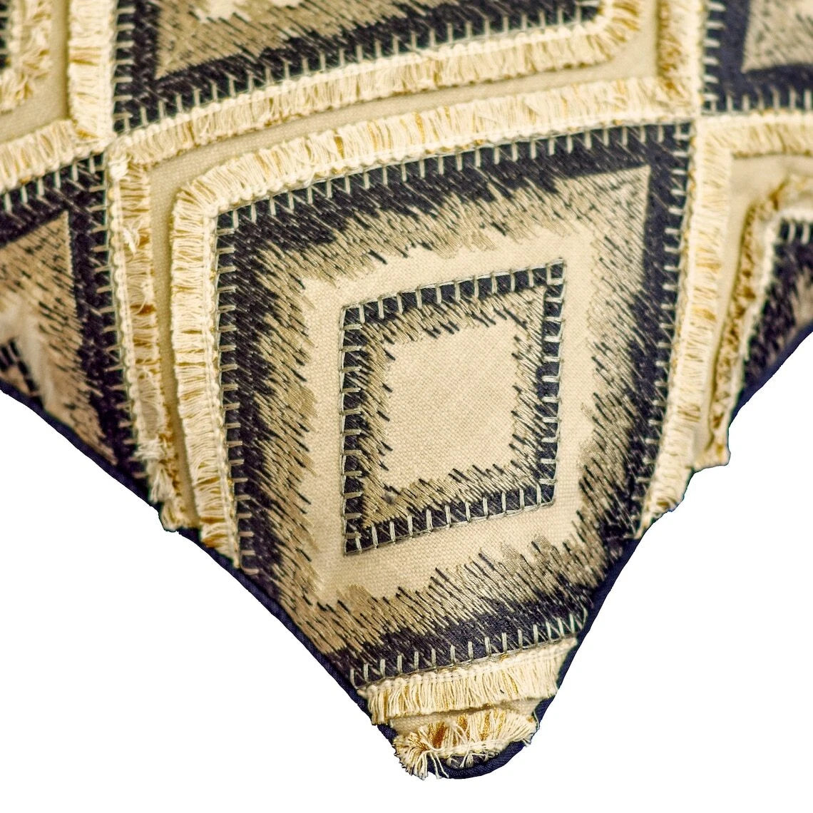 Square Couch Cushion Cover Ivory 16"x16", Bed Decor Cotton - Moroccan Flavor