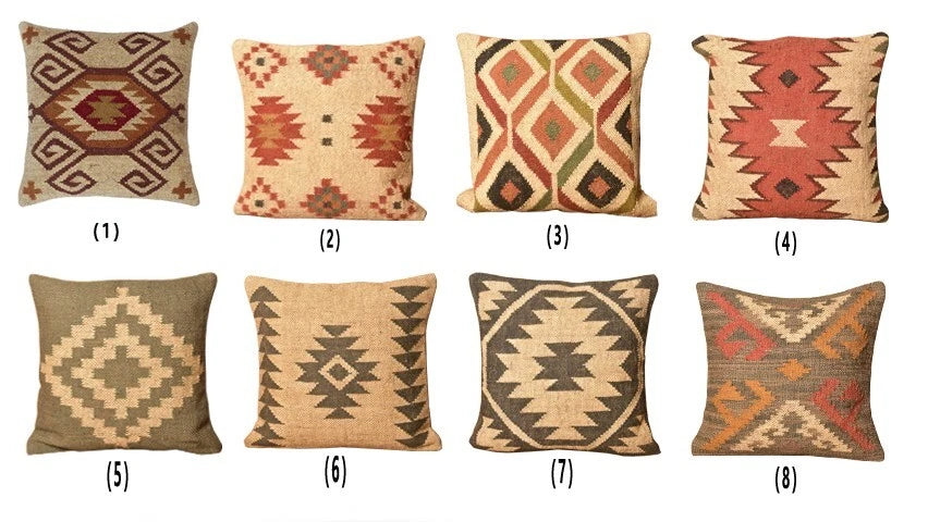 Indian Jute Wool Kilim Cushion Cover Vintage Look Your Home Pillow cover throw