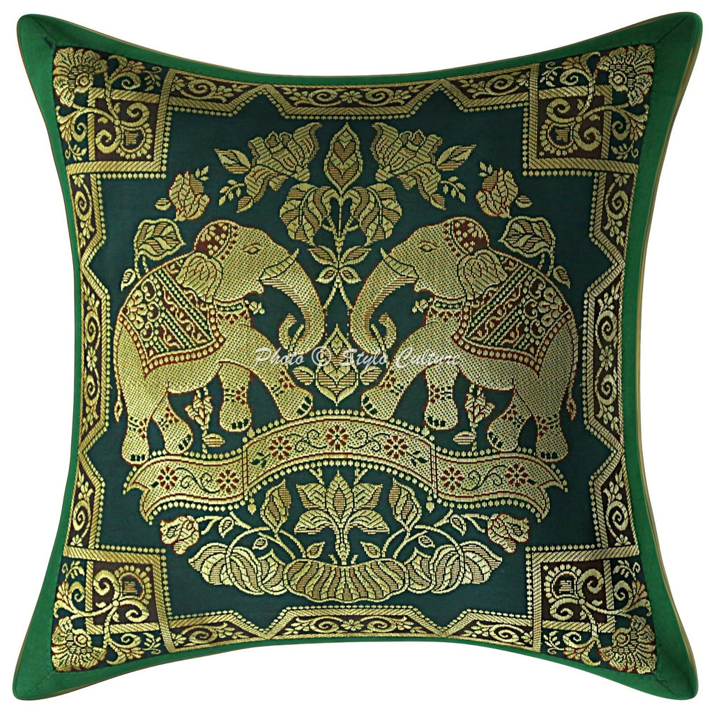 Indian Sofa Cushion Cover Handmade Brocade Silk Pillow Case Cover Throw 12 X 12"