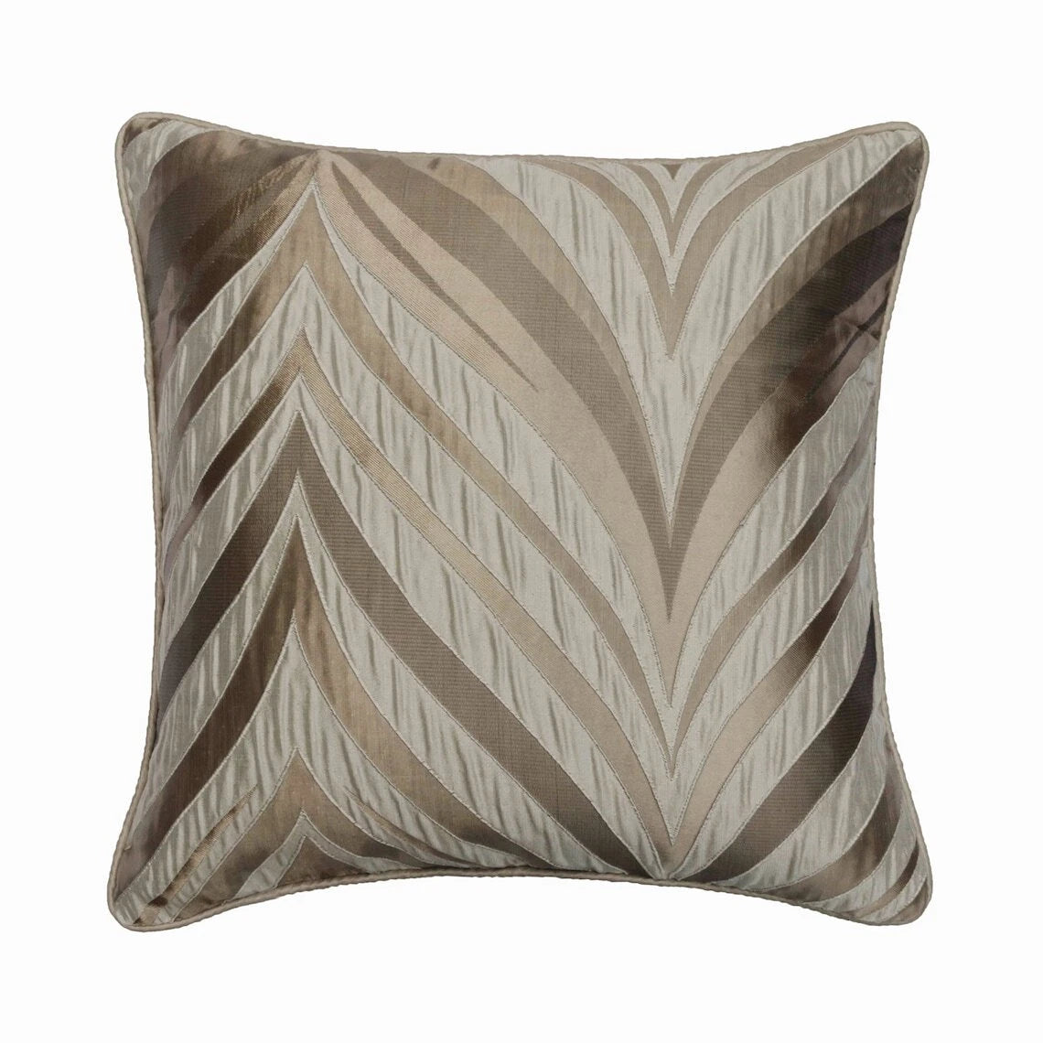 Square Sofa Pillow Case Beige 16"x16", Bed Decor Silk Fabric - Chevron Folds