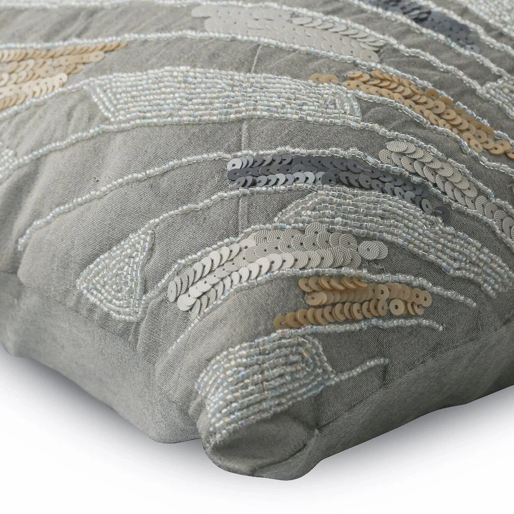 Couch Pillow Case Silver 16"x16", Bed Decor Silk Fabric - Silver Glamor