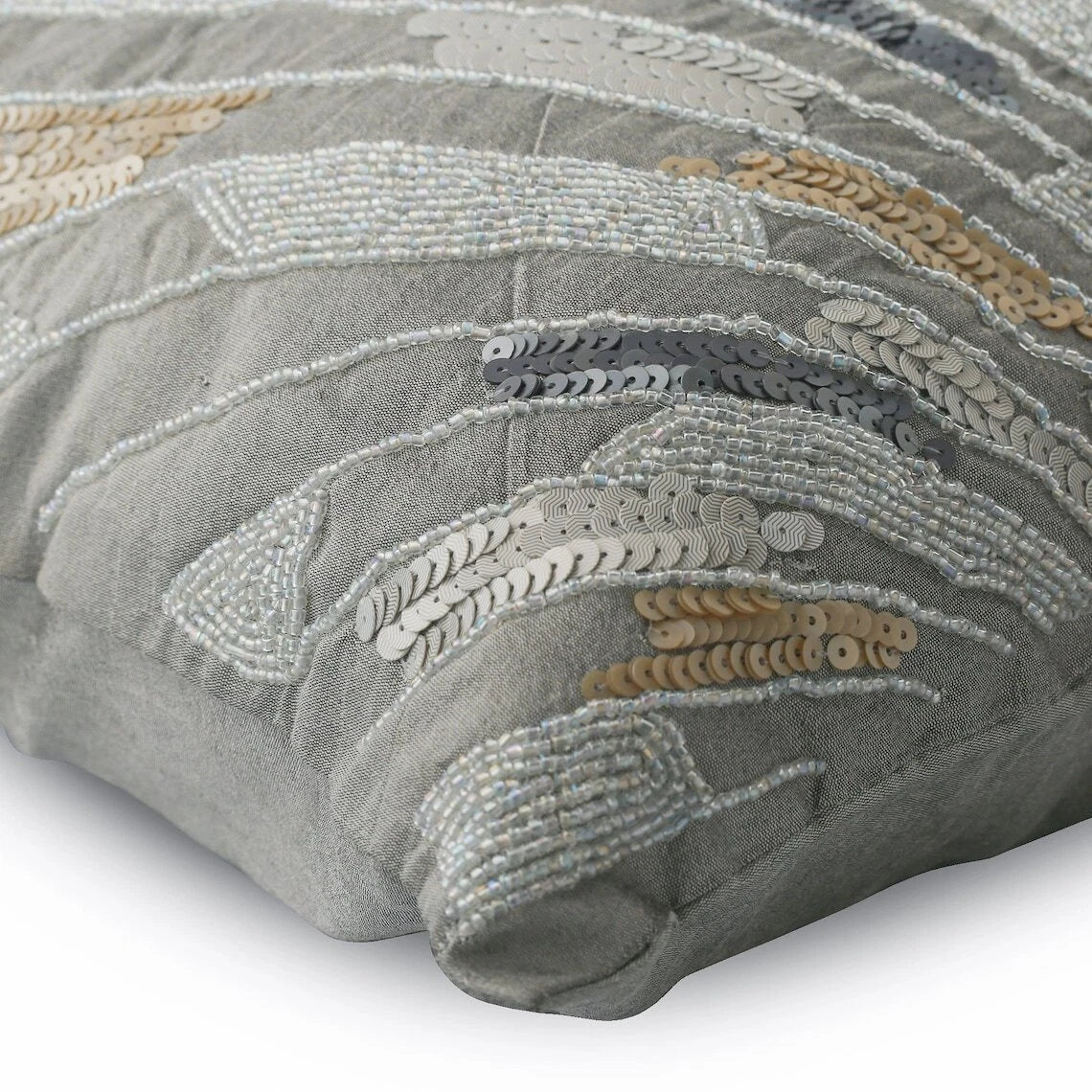 Couch Pillow Case Silver 16"x16", Bed Decor Silk Fabric - Silver Glamor