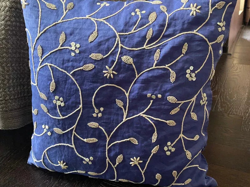 Decorative Sofa Cushion Case Blue 16"x16", Bed Decor Cotton - Day Dreamer