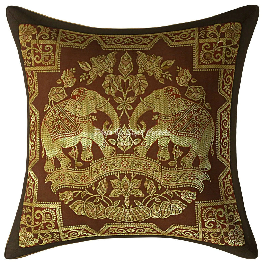 Indian Sofa Cushion Cover Handmade Brocade Silk Pillow Case Cover Throw 12 X 12"