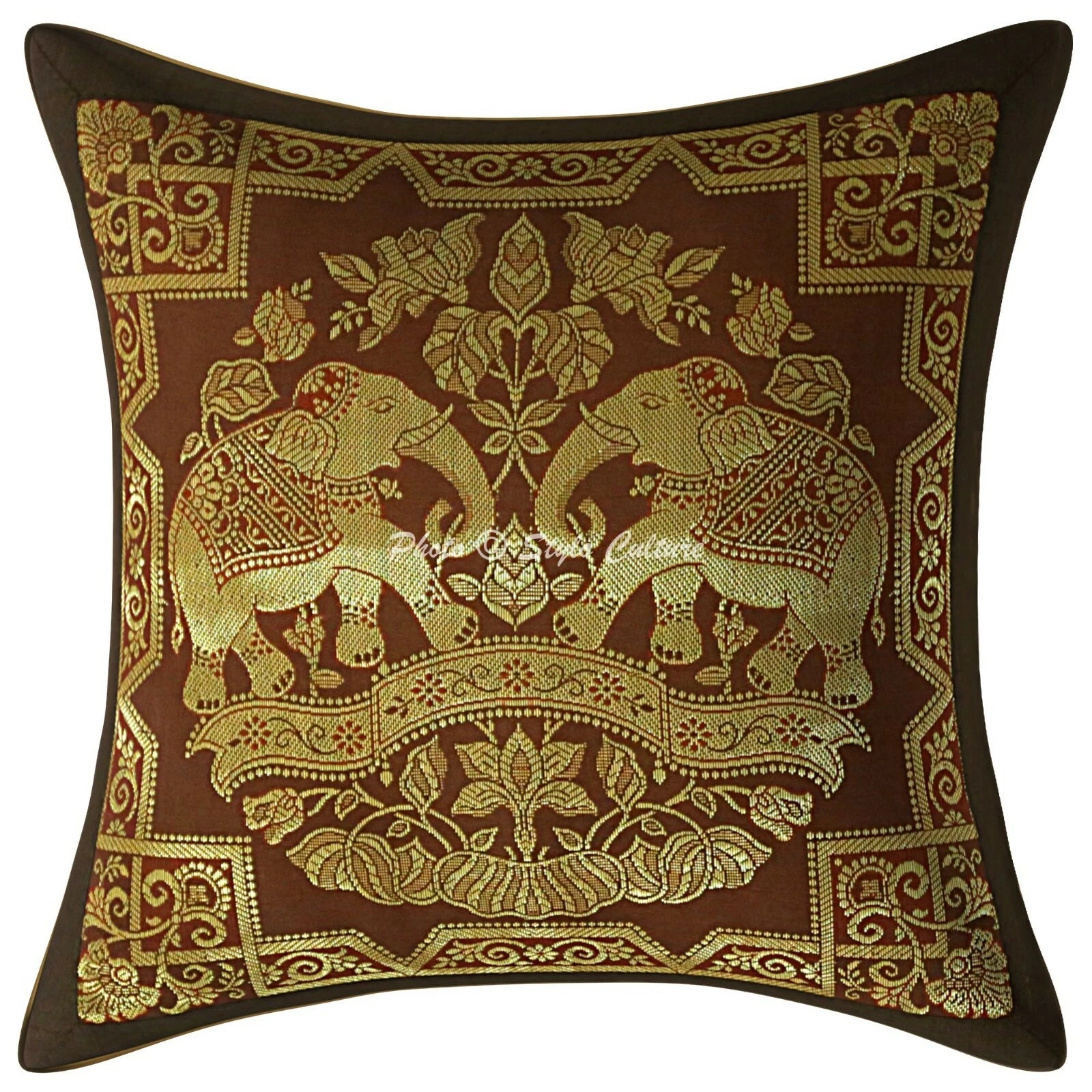 Indian Sofa Cushion Cover Handmade Brocade Silk Pillow Case Cover Throw 12 X 12"