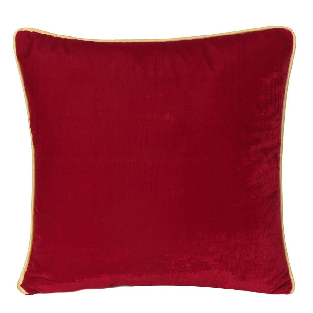 Maroon Velvet Pillowcase Couch Cushion Cover with Zipper Closure Piping Edge