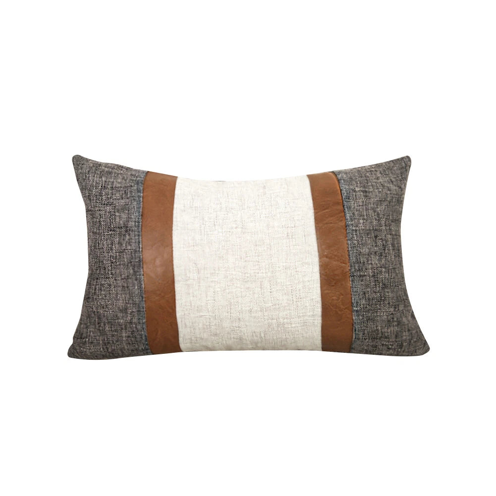 Cushion Covers, Patchwork Home Pillow Covers for Sofa Bed Leather Pillow Case