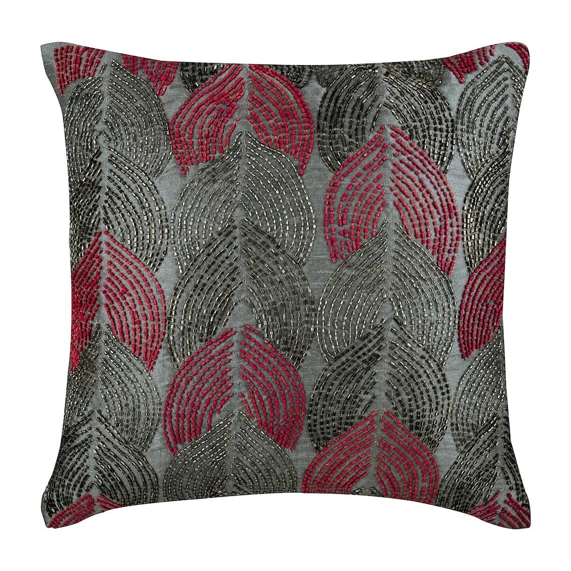 Decorative Couch Cushion Case Grey 16"x16", Bed Decor Silk Abstract - Charisma
