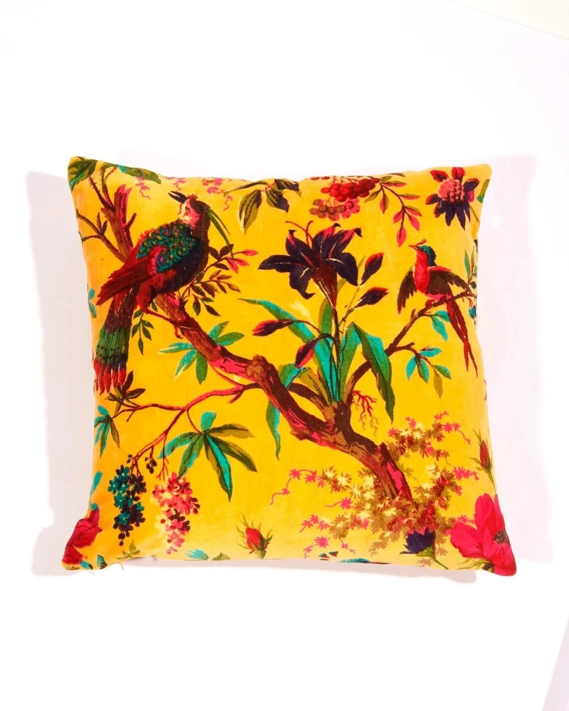 Indian Yellow Bird Velvet Cushion Cover Home Decor Sofa Decor Pillow Case Covers