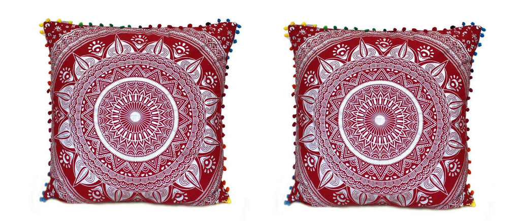 Set Of 2 Cotton Cushion Cover Mandala Couch Pillow Cases Home Decorative Pillows