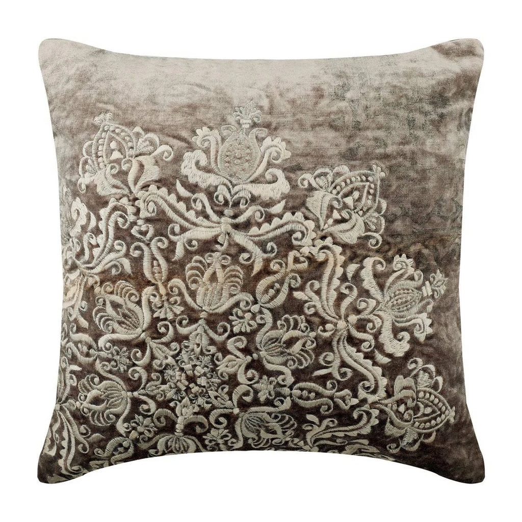 Couch Pillow Case Grey 16"x16", Bed Decor Velvet Embroidery - Mystic Dream