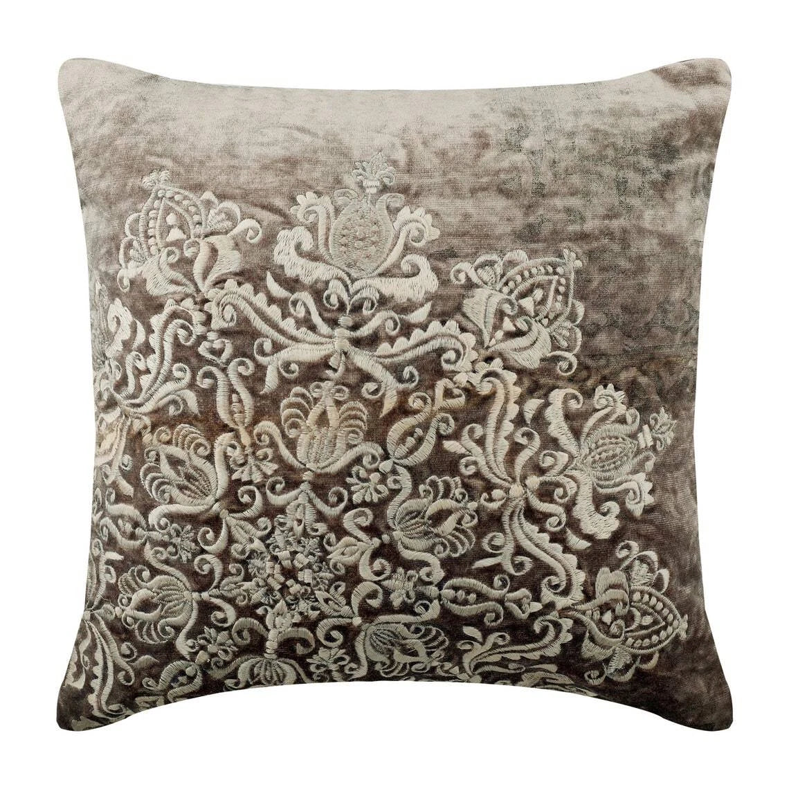 Couch Pillow Case Grey 16"x16", Bed Decor Velvet Embroidery - Mystic Dream